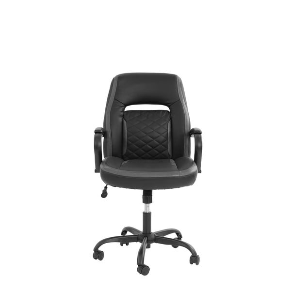 English Elm Office Chair In Sleek Black Faux Leather - Ergonomic, Adjustable Height For Ultimate Comfort & Style B089127399