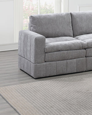 English Elm Contemporary 6-Piece Modular Sectional Set In Granite Morgan Fabric - Versatile Comfort & Style B011S00467