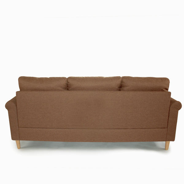 English Elm SECTIONAL Modern Black Faux Leather Sofa with Wood Frame, Plush Fabric Upholstery, Compact 87" Light Coffee 86 L x 34 W x 23 H B089127405