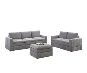 English Elm Contemporary 6-Piece Modular Sectional Set In Granite Morgan Fabric - Versatile Comfort & Style B011S00467