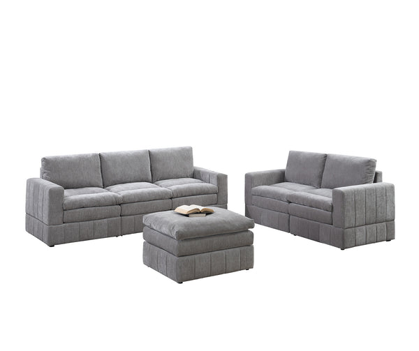 English Elm Contemporary 6-Piece Modular Sectional Set In Granite Morgan Fabric - Versatile Comfort & Style B011S00467