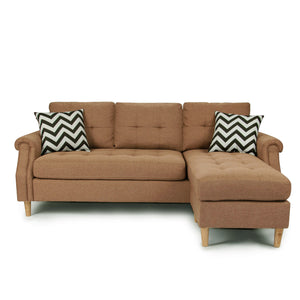 English Elm SECTIONAL Modern Black Faux Leather Sofa with Wood Frame, Plush Fabric Upholstery, Compact 87" Light Coffee 86 L x 34 W x 23 H B089127405