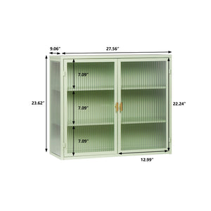 English Elm 27.56"Glass Modern Two-Door Wall Cabinet With Three-Tier Storage For Stylish Small Space Solutions W757119325