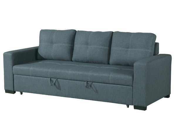 English Elm CONVERTIBLE Sofa Bed 85" Blue Gray Fabric with Wood Frame, Pull-Out 85"x57", Modern Stylish Sleeper B089127409