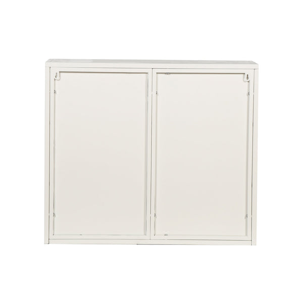 English Elm 27.56"Glass Modern Two-Door Wall Cabinet With Stylish Fluted Glass Doors For Organized Storage Solutions W757119328