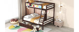 Hearth and Haven Twin over Full Bunk Bed with Whiteboard, 3 Hooks and 2 Drawers, Espresso