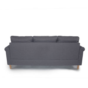 English Elm SECTIONAL Modern Black Faux Leather Sofa with Wood Frame, Plush Fabric Upholstery, Compact 87" Blue+Grey 86 L x 34 W x 23 H B089127406