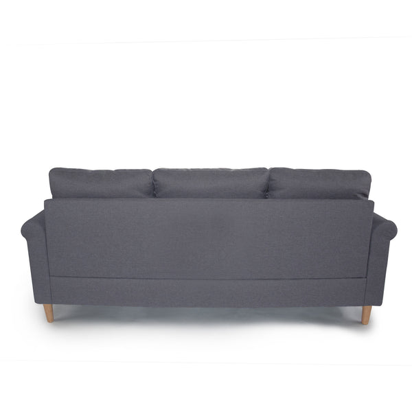 English Elm SECTIONAL Modern Black Faux Leather Sofa with Wood Frame, Plush Fabric Upholstery, Compact 87" Blue+Grey 86 L x 34 W x 23 H B089127406