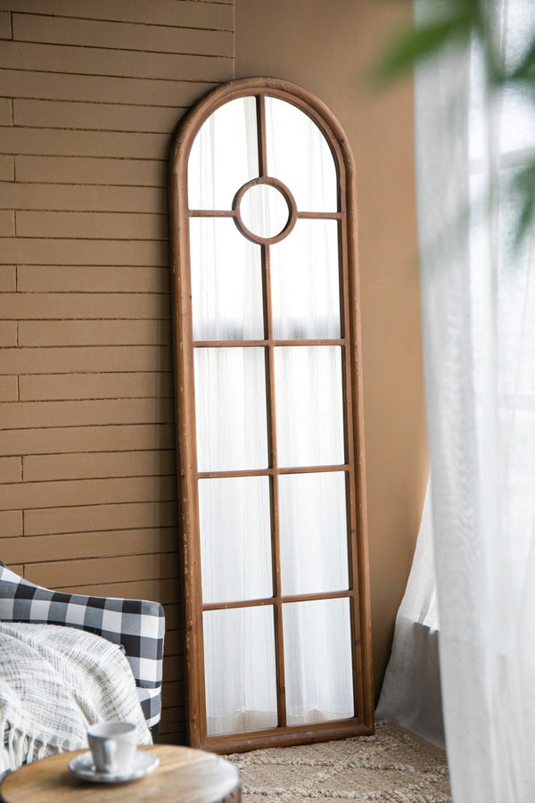 English Elm 24" Distressed White Full Length Floor Mirror Carved Fir Wood Frame Farmhouse Bedroom W2078126755