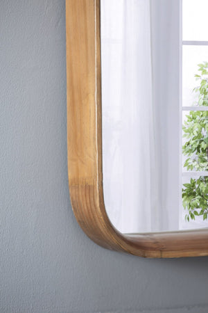 English Elm 32"x32" Pine Wood Framed Square Wall Mirror Organic Minimal Style for Any Room W2078126453