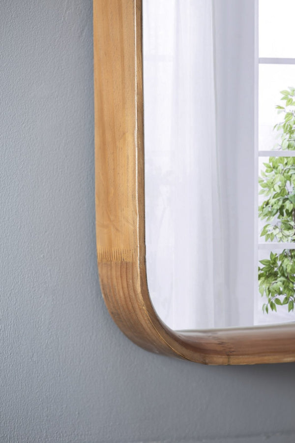 English Elm 32"x32" Pine Wood Framed Square Wall Mirror Organic Minimal Style for Any Room W2078126453