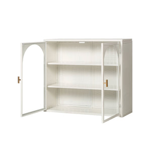 English Elm 27.56"Glass Modern Two-Door Wall Cabinet With Three-Tier Storage For Stylish Entryway & Living Room W757119330