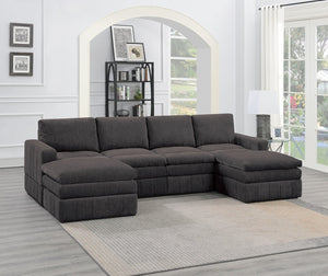 English Elm Contemporary 6-Piece Modular Sectional Set - Plush Comfort With Versatile Layouts In Mink/Granite B011S00461