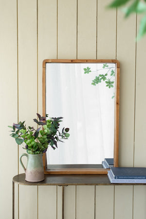 English Elm 24" Oval Fir Wood Framed Wall Mirror Rustic Farmhouse Accent for Entryway or Bath W2078126449