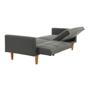 English Elm Adjustable Sofa: Modern Black Faux Leather Lounger For Versatile Comfort & Guest Accommodations B089127417