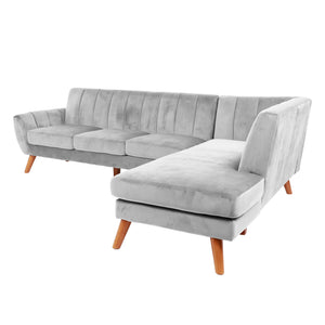 English Elm SECTIONAL Plush Velvet 2-Piece Sofa Set with RAF Chaise and Solid Wood Frame, Spacious Comfort Light Gray 75 L x 33 W x 17 H B089S00162