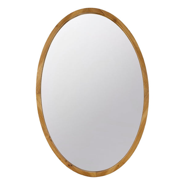 English Elm 24" Oval Fir Wood Framed Wall Mirror Rustic Farmhouse Accent for Entryway or Bath W2078126447