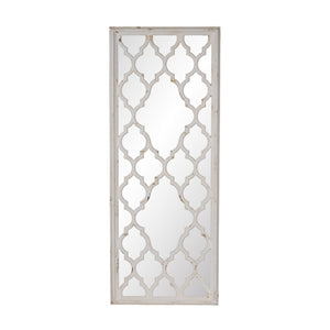 English Elm 24" Distressed White Full Length Floor Mirror Carved Fir Wood Frame Farmhouse Bedroom W2078126756