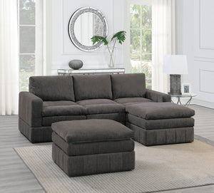 English Elm Contemporary 5-Piece Modular Sectional Set – Stylish Mink Fabric, Versatile Configurations & Comfort B011S00464