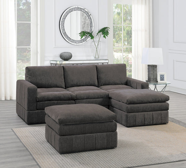 English Elm Contemporary 5-Piece Modular Sectional Set – Stylish Mink Fabric, Versatile Configurations & Comfort B011S00464