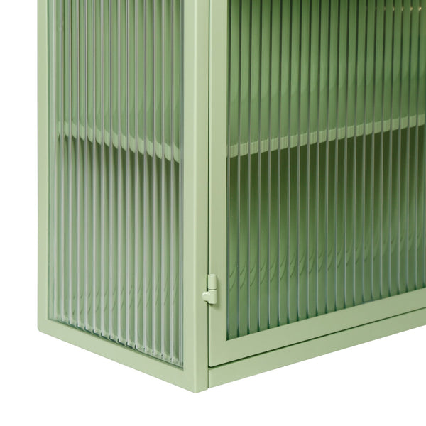 English Elm 27.56"Glass Modern Two-Door Wall Cabinet With Three-Tier Storage For Stylish Small Space Solutions W757119325
