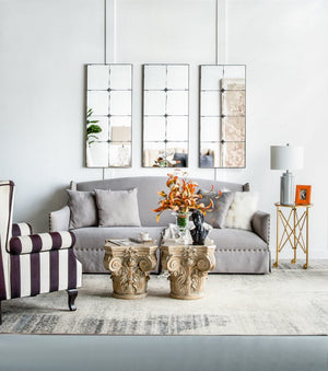 English Elm 21x47" Antiqued Glass Rectangular Wall Mirror with Floral Resin Corners for Entryway W2078126445
