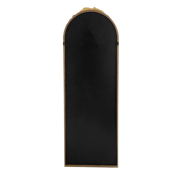 English Elm 28"x53" Carved Floral Crest Wood Floor Mirror Full Length Dressing Accent Piece W2078126742