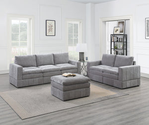 English Elm Contemporary 6-Piece Modular Sectional Set In Granite Morgan Fabric - Versatile Comfort & Style B011S00467