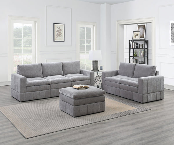 English Elm Contemporary 6-Piece Modular Sectional Set In Granite Morgan Fabric - Versatile Comfort & Style B011S00467