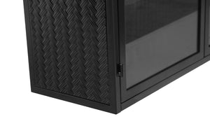 English Elm 27.56"Glass Modern Two-Door Wall Cabinet With Woven Pattern - Stylish Storage For Any Room, Black W757119331
