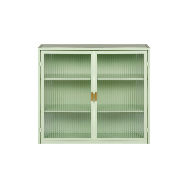 English Elm 27.56"Glass Modern Two-Door Wall Cabinet With Three-Tier Storage For Stylish Small Space Solutions W757119325