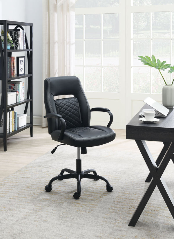 English Elm Office Chair In Sleek Black Faux Leather - Ergonomic, Adjustable Height For Ultimate Comfort & Style B089127399