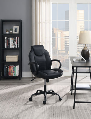 English Elm Office Chair - Ergonomic Black Faux Leather Design With Adjustable Height For Ultimate Comfort B089127400