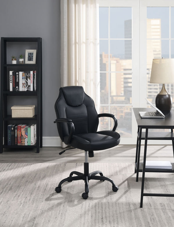 English Elm Office Chair - Ergonomic Black Faux Leather Design With Adjustable Height For Ultimate Comfort B089127400