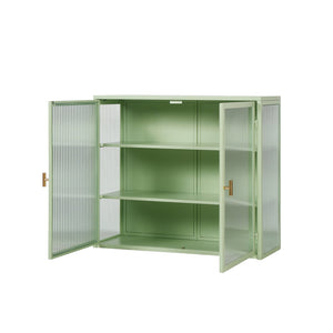 English Elm 27.56"Glass Modern Two-Door Wall Cabinet With Three-Tier Storage For Stylish Small Space Solutions W757119325