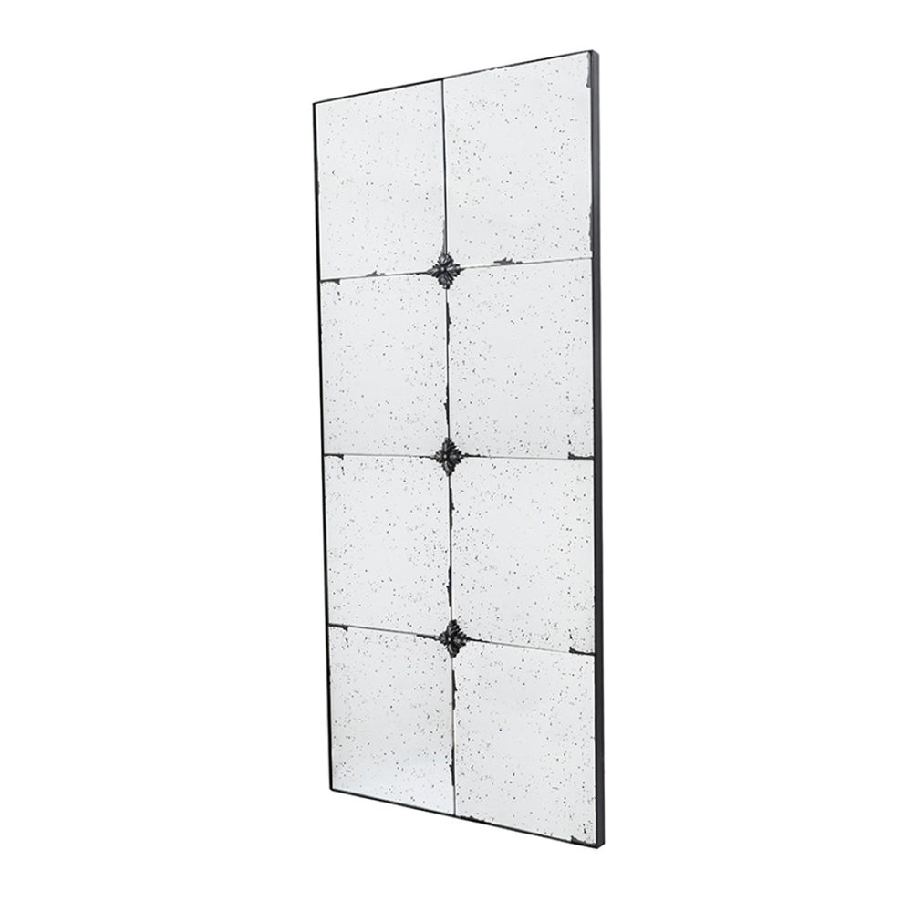 English Elm 21x47" Antiqued Glass Rectangular Wall Mirror with Floral Resin Corners for Entryway W2078126445