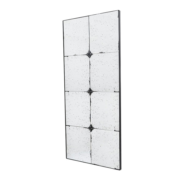 English Elm 21x47" Antiqued Glass Rectangular Wall Mirror with Floral Resin Corners for Entryway W2078126445