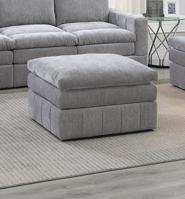 English Elm Contemporary Ottoman with Plush Triple-Tier Pillow-Top Seating, Suede-Like Mink Fabric, Modern Chic Grey 32 L x 26 W x 11 H B011126791