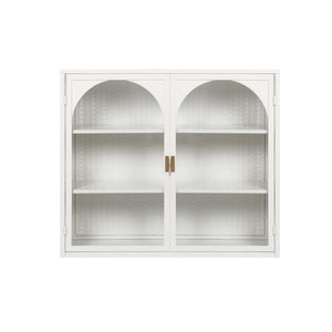 English Elm 27.56"Glass Modern Two-Door Wall Cabinet With Three-Tier Storage For Stylish Entryway & Living Room W757119330