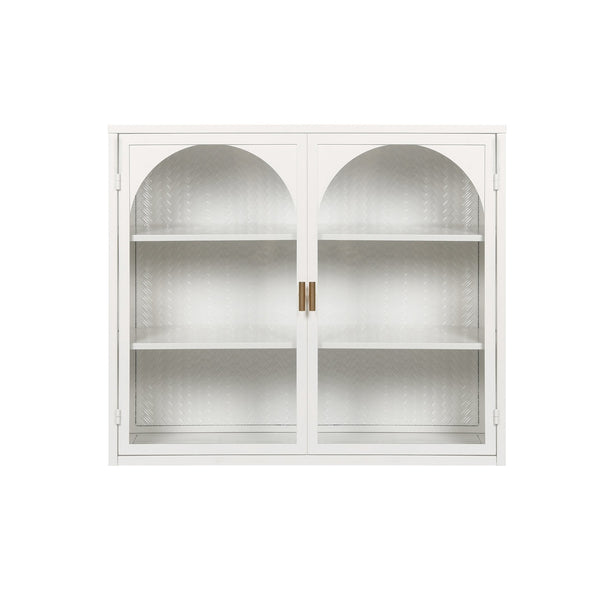 English Elm 27.56"Glass Modern Two-Door Wall Cabinet With Three-Tier Storage For Stylish Entryway & Living Room W757119330