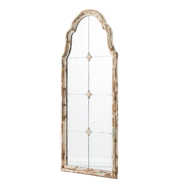English Elm 22" Arched Wall Mirror Cream Gold Wood Frame Moorish Pane Grid Entryway Decor W2078P155651