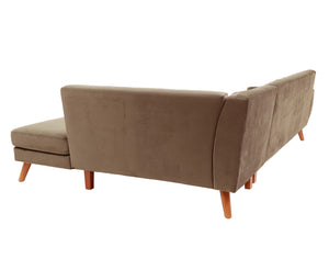 English Elm SECTIONAL Plush Velvet 2-Piece Sofa with RAF Chaise and Solid Wood Frame, 111"W x 33"H Stylish Light Brown 75 L x 33 W x 17 H B089S00161