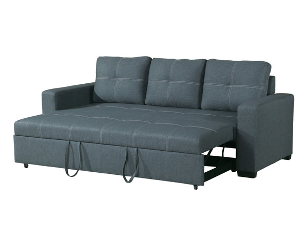 English Elm CONVERTIBLE Sofa Bed 85" Blue Gray Fabric with Wood Frame, Pull-Out 85"x57", Modern Stylish Sleeper B089127409