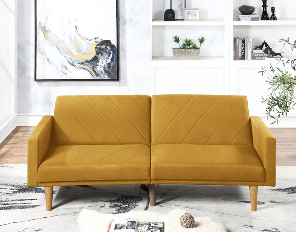 English Elm Adjustable Sofa In Mustard Fabric - Modern, Multi-Position Design For Comfort & Versatile Living Spaces B089127414