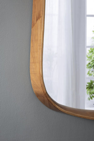 English Elm 27"x37" Organic Pine Wood Framed Wall Mirror Curved Silhouette for Modern Entryways W2078126452