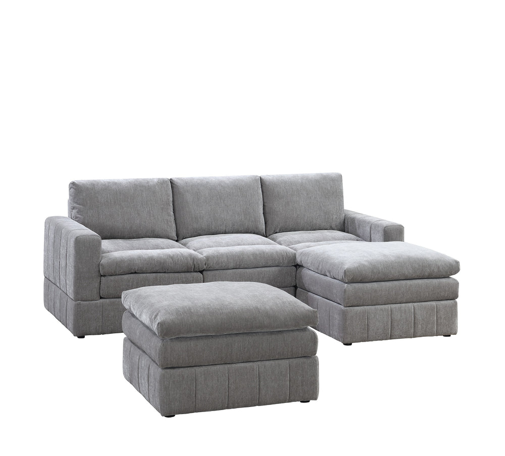 English Elm Contemporary 5-Piece Modular Sectional Set In Granite - Plush Comfort With Versatile Layout Options B011S00469