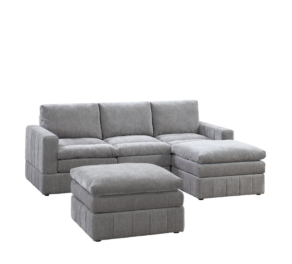 English Elm Contemporary 5-Piece Modular Sectional Set In Granite - Plush Comfort With Versatile Layout Options B011S00469