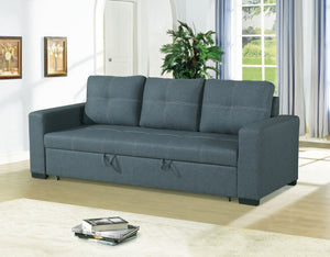 English Elm CONVERTIBLE Sofa Bed 85" Blue Gray Fabric with Wood Frame, Pull-Out 85"x57", Modern Stylish Sleeper B089127409