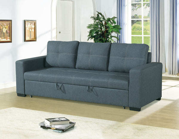 English Elm CONVERTIBLE Sofa Bed 85" Blue Gray Fabric with Wood Frame, Pull-Out 85"x57", Modern Stylish Sleeper B089127409