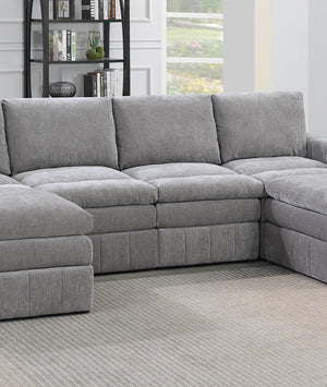 English Elm Contemporary 6-Piece Modular Sectional Set In Granite – Plush Morgan Fabric, Customizable Comfort & Style B011S00466